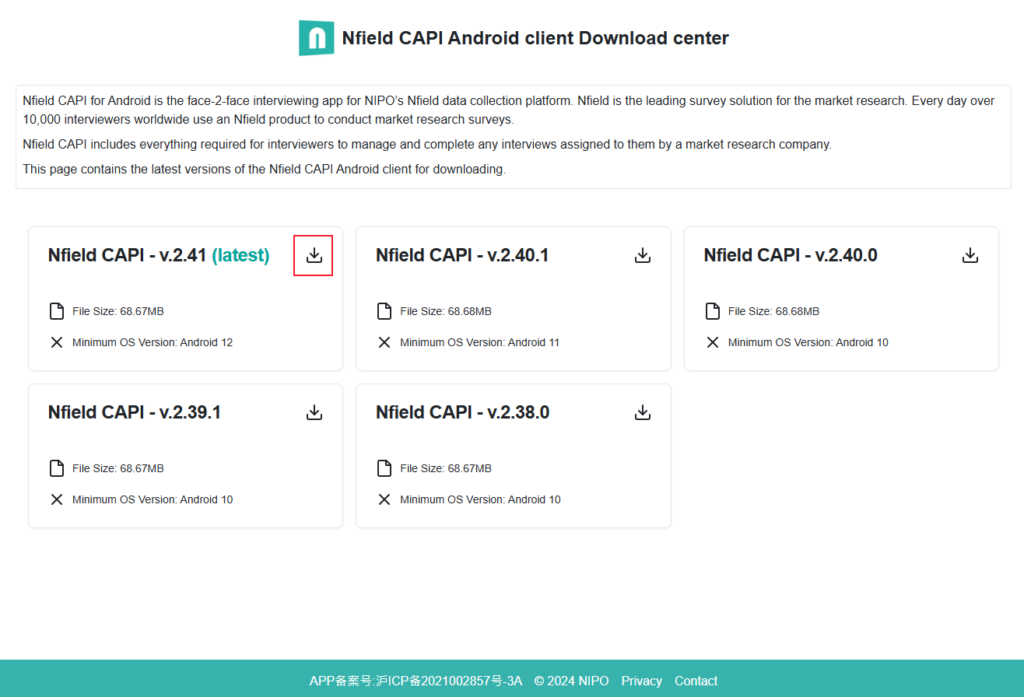 Nfield CAPI Android Client Download Center